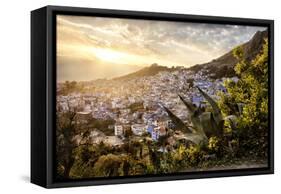 Sunset over Chefchaouen, the blue city of Morocco, North Africa, Africa-Francesco Fanti-Framed Stretched Canvas