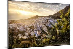 Sunset over Chefchaouen, the blue city of Morocco, North Africa, Africa-Francesco Fanti-Mounted Photographic Print