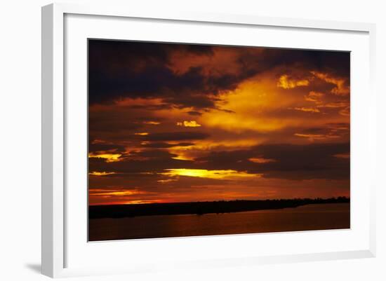 Sunset over Chobe River, Chobe Safari Lodge, Kasane, Botswana, Africa-David Wall-Framed Photographic Print