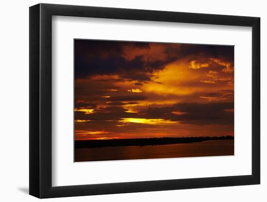 Sunset over Chobe River, Chobe Safari Lodge, Kasane, Botswana, Africa-David Wall-Framed Photographic Print