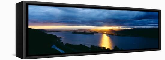 Sunset over Columbia River, View Toward Portland, Oregon-null-Framed Stretched Canvas