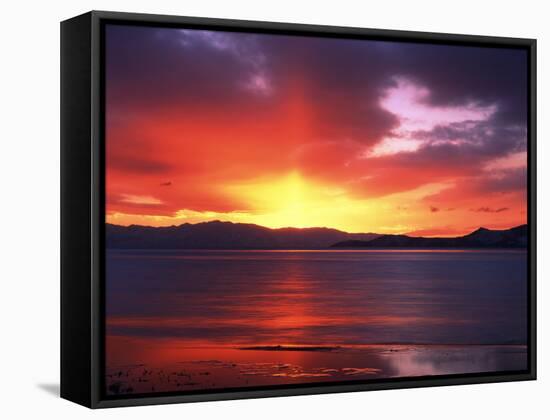 Sunset over Farmington Bay, Utah, USA-Scott T. Smith-Framed Stretched Canvas