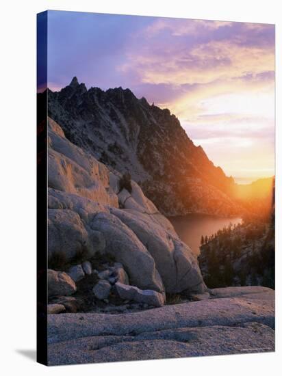 Sunset Over Granite Rock and Alpine Lakes, Goat Rocks, Cascades, Washington State, USA-Aaron McCoy-Stretched Canvas