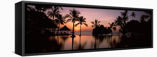 Sunset over Hotel Pool, Lombok, West Nusa Tenggara, Indonesia-null-Framed Stretched Canvas