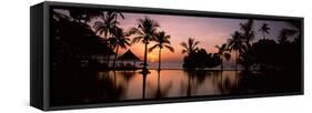 Sunset over Hotel Pool, Lombok, West Nusa Tenggara, Indonesia-null-Framed Stretched Canvas