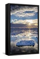 Sunset over Ice Floes and Icebergs, Near Pleneau Island, Antarctica, Southern Ocean, Polar Regions-Michael Nolan-Framed Stretched Canvas