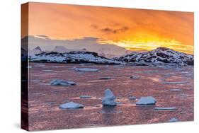 Sunset over Ice Floes and Icebergs, Near Pleneau Island, Antarctica, Southern Ocean, Polar Regions-Michael Nolan-Stretched Canvas