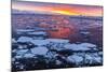 Sunset over Ice Floes and Icebergs, Near Pleneau Island, Antarctica, Southern Ocean, Polar Regions-Michael Nolan-Mounted Photographic Print