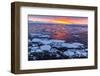 Sunset over Ice Floes and Icebergs, Near Pleneau Island, Antarctica, Southern Ocean, Polar Regions-Michael Nolan-Framed Photographic Print