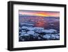 Sunset over Ice Floes and Icebergs, Near Pleneau Island, Antarctica, Southern Ocean, Polar Regions-Michael Nolan-Framed Photographic Print