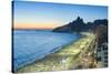 Sunset over Ipanema Beach and Dois Irmaos (Two Brothers) mountain, Rio de Janeiro, Brazil, South Am-Gavin Hellier-Stretched Canvas