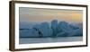 Sunset over Jokulsarlon Glacier Lagoon, Iceland, Polar Regions-John Potter-Framed Photographic Print