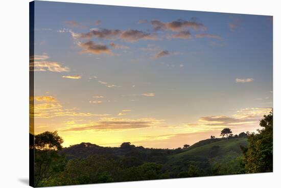 Sunset over Jungle Clearing-Nish Nalbandian-Stretched Canvas