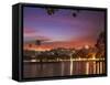 Sunset over Kandy Lake, Kandy, Sri Lanka-Ian Trower-Framed Stretched Canvas