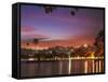 Sunset over Kandy Lake, Kandy, Sri Lanka-Ian Trower-Framed Stretched Canvas