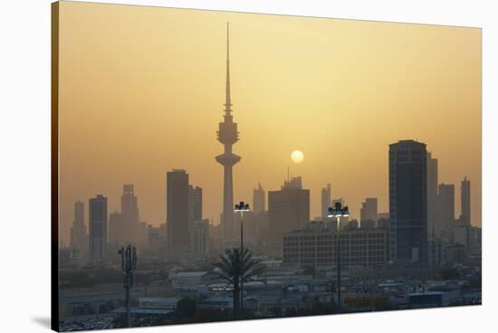 Sunset over Kuwait City-Jon Hicks-Stretched Canvas