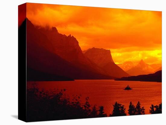 Sunset Over Lake in Glacier National Park-Mick Roessler-Stretched Canvas