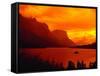 Sunset Over Lake in Glacier National Park-Mick Roessler-Framed Stretched Canvas