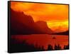 Sunset Over Lake in Glacier National Park-Mick Roessler-Framed Stretched Canvas