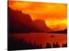 Sunset Over Lake in Glacier National Park-Mick Roessler-Stretched Canvas