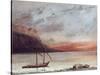 Sunset Over Lake Leman, 1874-Gustave Courbet-Stretched Canvas