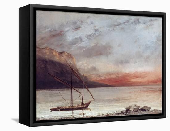 Sunset Over Lake Leman, 1874-Gustave Courbet-Framed Stretched Canvas