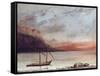 Sunset Over Lake Leman, 1874-Gustave Courbet-Framed Stretched Canvas