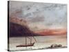 Sunset Over Lake Leman, 1874-Gustave Courbet-Stretched Canvas