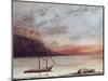 Sunset Over Lake Leman, 1874-Gustave Courbet-Mounted Premium Giclee Print