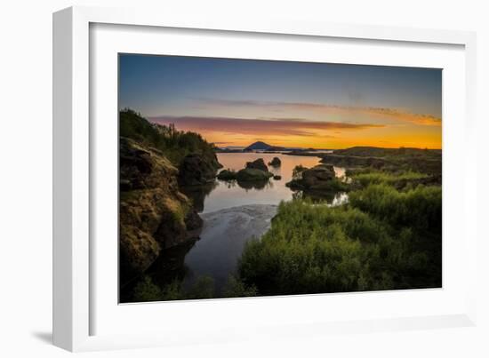 Sunset over Lake Myvatn, Northern Iceland-Ragnar Th Sigurdsson-Framed Photographic Print