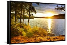 Sunset over Lake of Two Rivers in Algonquin Park, Ontario, Canada-elenathewise-Framed Stretched Canvas