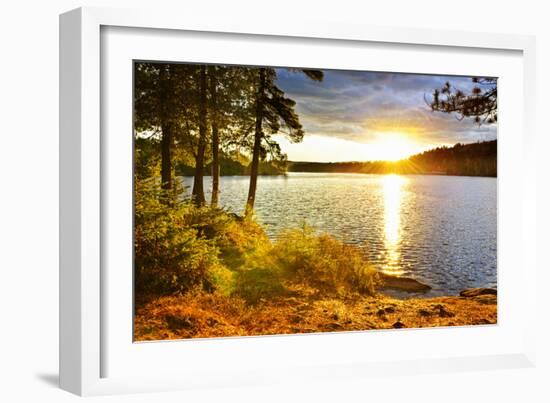 Sunset over Lake of Two Rivers in Algonquin Park, Ontario, Canada-elenathewise-Framed Photographic Print