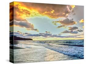 Sunset over Lake Superior, Keweenaw Peninsula, Upper Peninsula, Alger County, Michigan, USA-null-Stretched Canvas