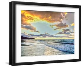 Sunset over Lake Superior, Keweenaw Peninsula, Upper Peninsula, Alger County, Michigan, USA-null-Framed Photographic Print