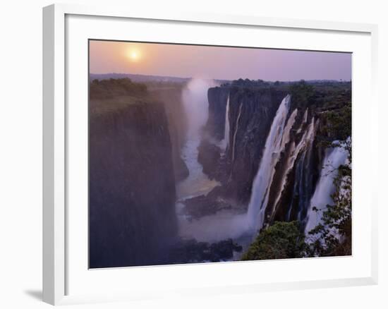 Sunset over Magnificent Victoria Falls, One of Natural Wonders of World-Nigel Pavitt-Framed Photographic Print