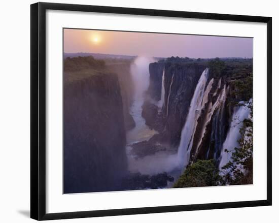 Sunset over Magnificent Victoria Falls, One of Natural Wonders of World-Nigel Pavitt-Framed Photographic Print