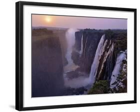 Sunset over Magnificent Victoria Falls, One of Natural Wonders of World-Nigel Pavitt-Framed Photographic Print