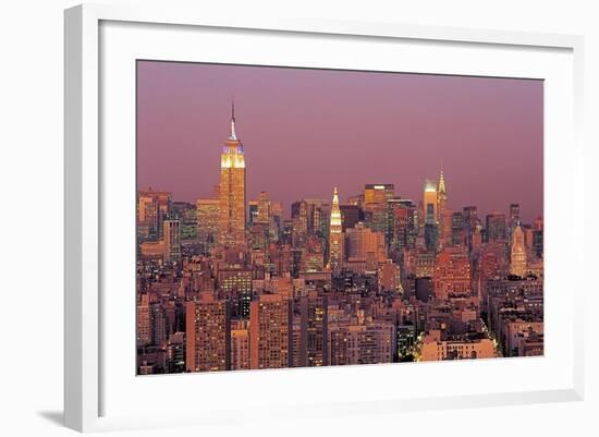 Sunset Over Manhattan-Richard Berenholtz-Framed Art Print