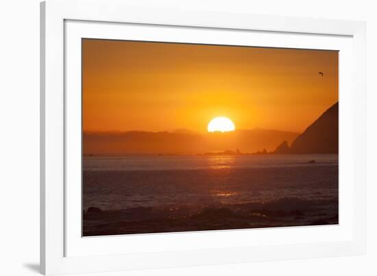 Sunset over Marlborough Sounds-Nick-Framed Photographic Print