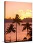 Sunset over Moorea, near Papeete, Tahiti Nui, Society Islands, French Polynesia, South Pacific-Stuart Westmoreland-Stretched Canvas