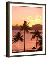 Sunset over Moorea, near Papeete, Tahiti Nui, Society Islands, French Polynesia, South Pacific-Stuart Westmoreland-Framed Premium Photographic Print