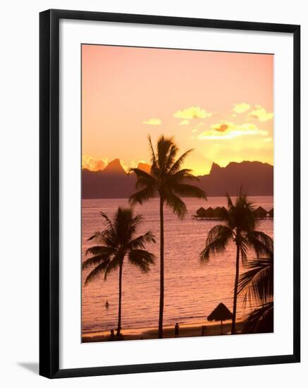 Sunset over Moorea, near Papeete, Tahiti Nui, Society Islands, French Polynesia, South Pacific-Stuart Westmoreland-Framed Premium Photographic Print