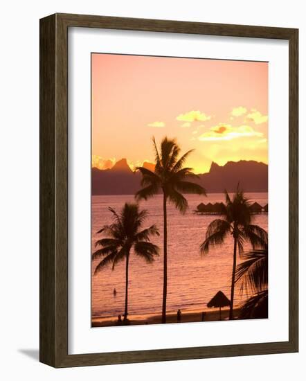 Sunset over Moorea, near Papeete, Tahiti Nui, Society Islands, French Polynesia, South Pacific-Stuart Westmoreland-Framed Photographic Print