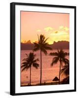 Sunset over Moorea, near Papeete, Tahiti Nui, Society Islands, French Polynesia, South Pacific-Stuart Westmoreland-Framed Photographic Print