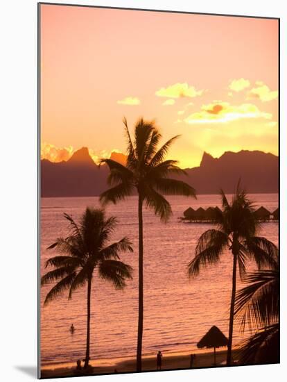 Sunset over Moorea, near Papeete, Tahiti Nui, Society Islands, French Polynesia, South Pacific-Stuart Westmoreland-Mounted Photographic Print