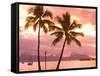 Sunset over Moorea, near Papeete, Tahiti Nui, Society Islands, French Polynesia, South Pacific-Stuart Westmoreland-Framed Stretched Canvas