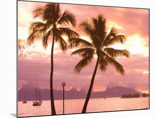 Sunset over Moorea, near Papeete, Tahiti Nui, Society Islands, French Polynesia, South Pacific-Stuart Westmoreland-Mounted Photographic Print