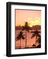 Sunset over Moorea, near Papeete, Tahiti Nui, Society Islands, French Polynesia, South Pacific-Stuart Westmoreland-Framed Premium Photographic Print