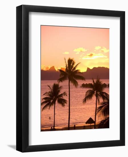 Sunset over Moorea, near Papeete, Tahiti Nui, Society Islands, French Polynesia, South Pacific-Stuart Westmoreland-Framed Premium Photographic Print