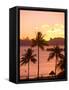 Sunset over Moorea, near Papeete, Tahiti Nui, Society Islands, French Polynesia, South Pacific-Stuart Westmoreland-Framed Stretched Canvas